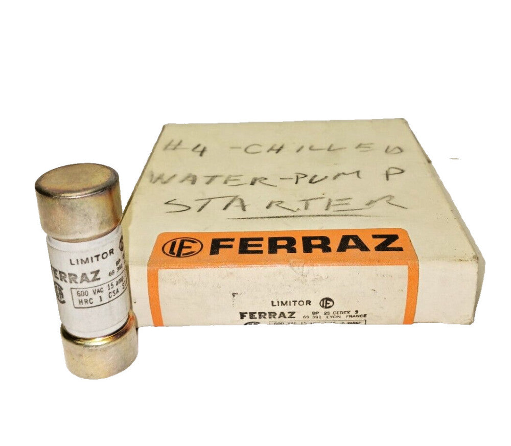 10) NEW J15 FERRAZ LIMITOR 15 AMP FUSE CERAMIC BODY 600 VAC / 600 VDC  LOT OF 10