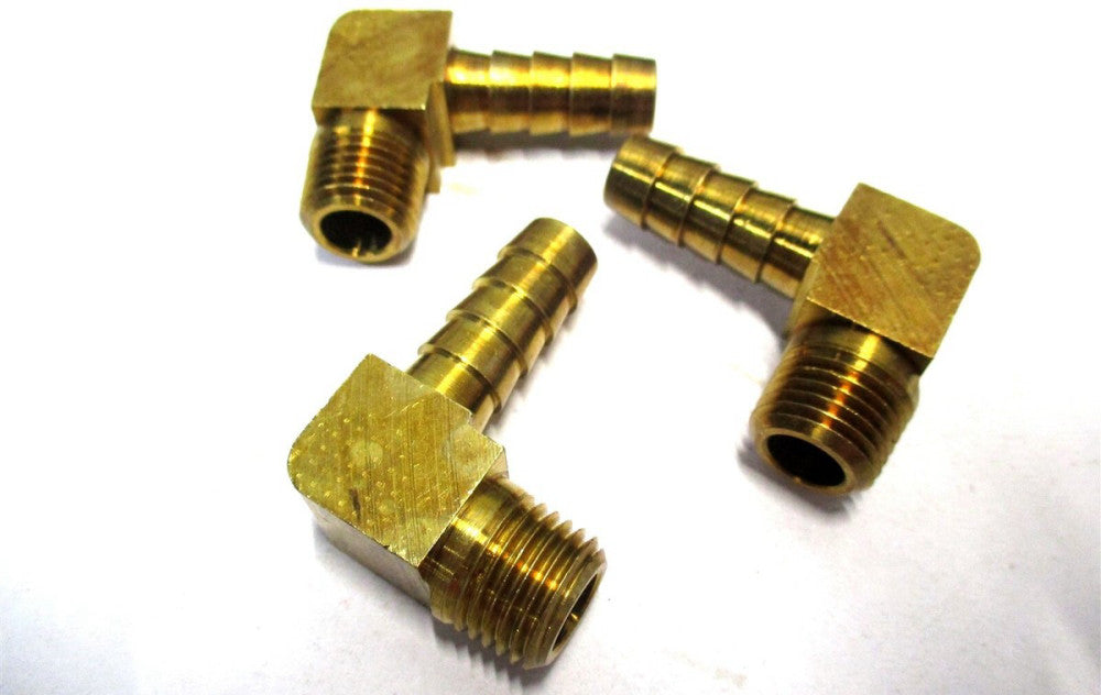 NEW (MPT90-6-4) 3/8" Barb x 1/4" Thread Male Elbow Barbed Connector - Lot of 3
