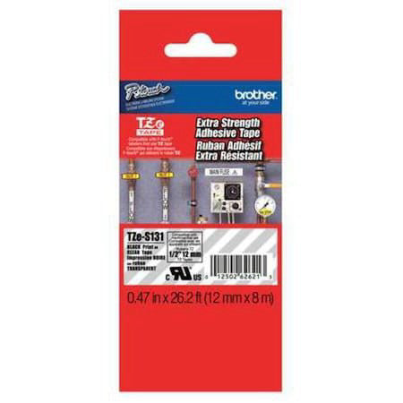 Brother Tzes131g Adhesive Tz Tape (R) Cartridge 0.47"X26-1/5Ft., Black/Clear