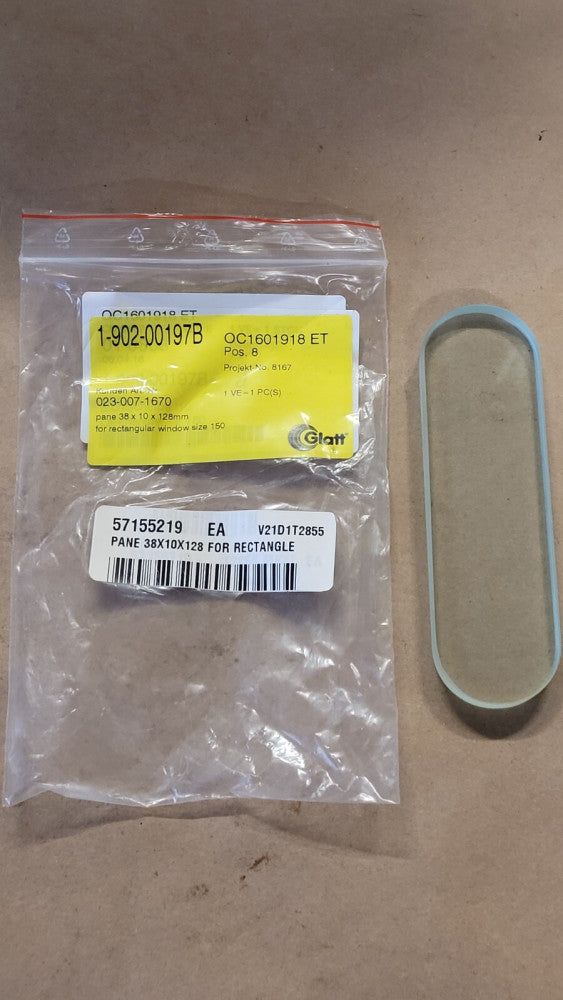 Glatt 023-007-1670 38x128x10 mm Borosilicate Sight Glass