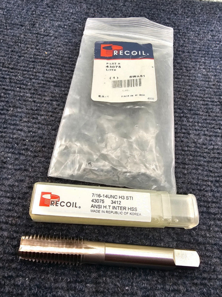 Recoil 43075 Straight Flute Hand Tap 7/16-14 UNC H3 STI HSS