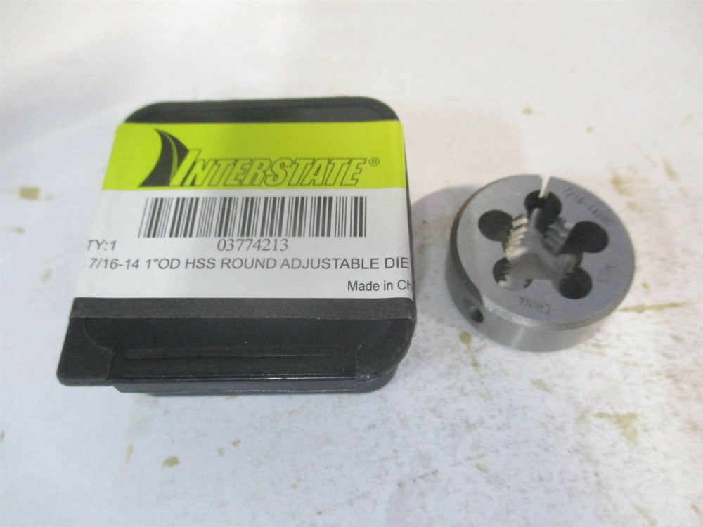 (314-1152) 7/16-14 UNC 1" High Speed Steel RH Round Adjustable Die 