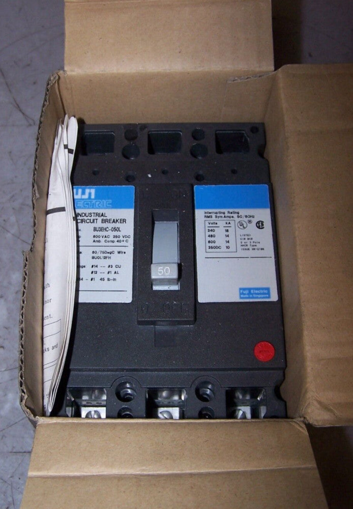 NEW FUJI 50 AMP CIRCUIT BREAKER 600 VAC 3 POLE BU3EHC-050L