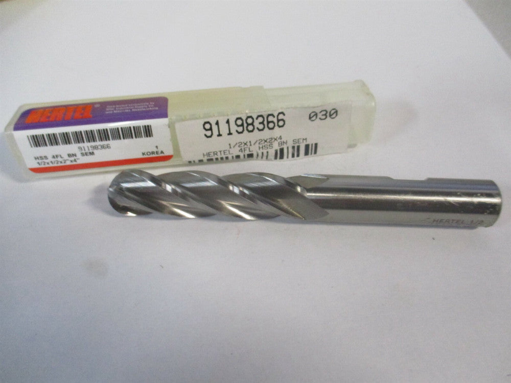 (GG0121032) 1/2" x 2" x 1/2" x 4 OAL High Speed Steel 4 Flute Ball End Mill 