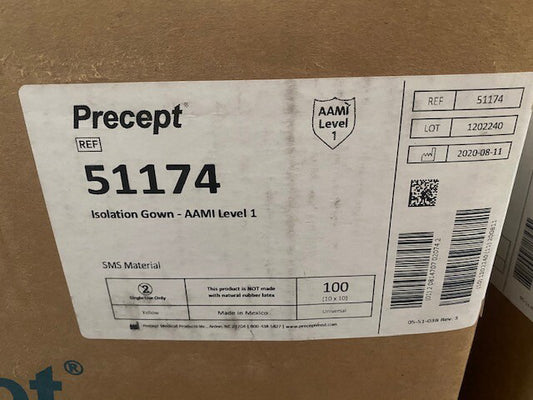 (Case of 100) Precept 51174 Isolation Gown AAMI Level 1