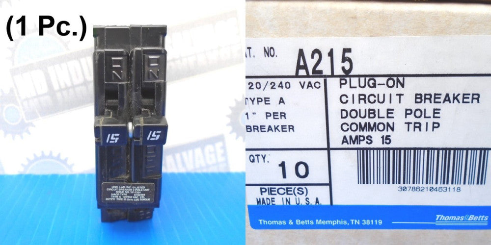 Thomas & Betts - A215 - CHALLENGER 15/15 CIRCUIT BREAKER - 2PL 15A 120/240V