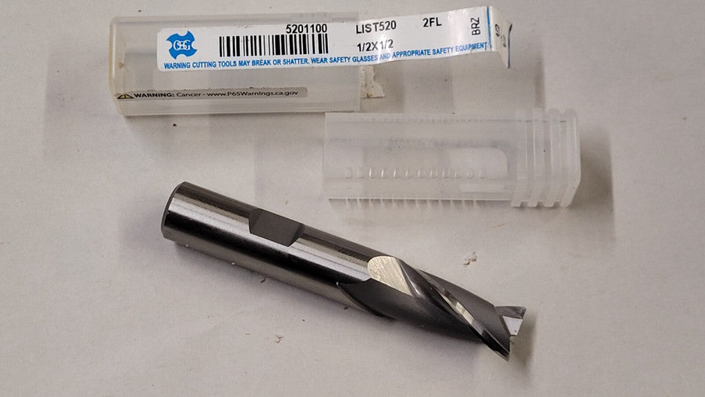 New OSG 5201100 1/2" Cobalt End Mill 1/2" Shank 2 Flute Square