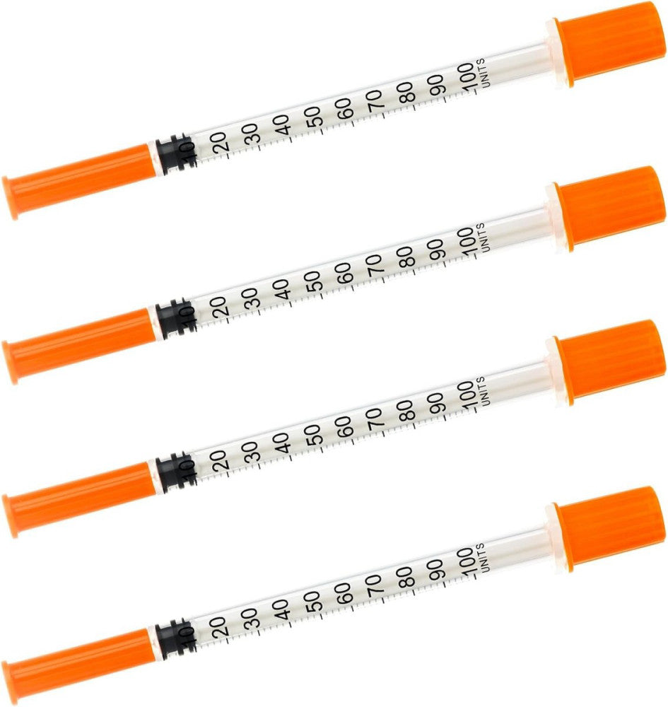 1ml Syringe with Cap 31G 1/4-inch 6mm Syringes, Pack of 100, 1/4(6mm) 