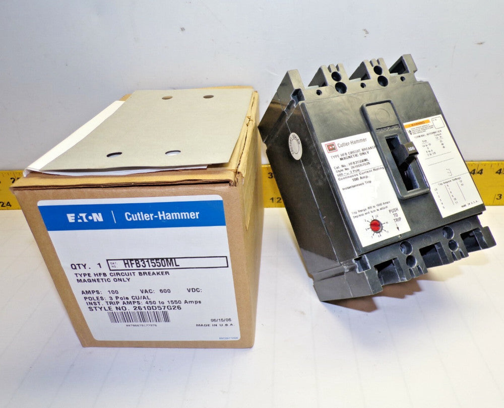 NEW EATON / CUTLER HAMMER 100 AMP CIRCUIT BREAKER 600 VAC 3 POLE  HFB31550ML