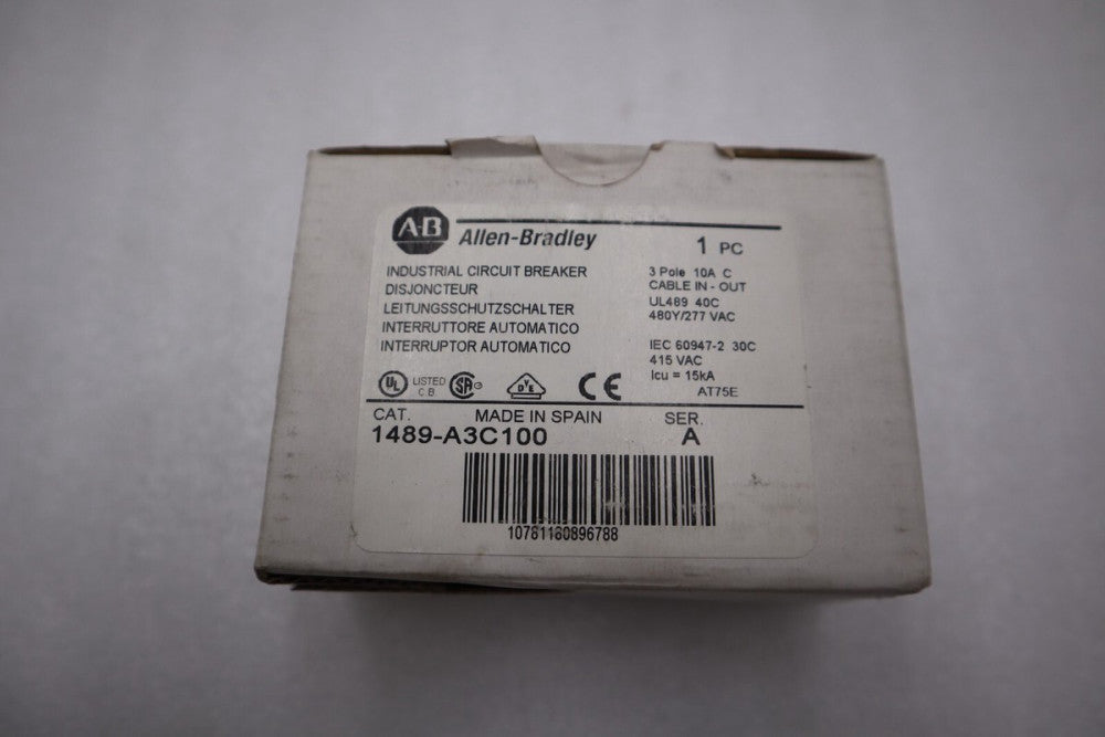NEW IN BOX ALLEN BRADLEY 1489-A3C100 CIRCUIT BREAKER 3 POLE 10A STOCK H283A