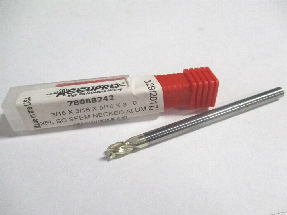 (35018705NS0C5) 3/16" x 5/16" x 3/16" x 3" OAL Solid Carbide 3Fl Square End Mill