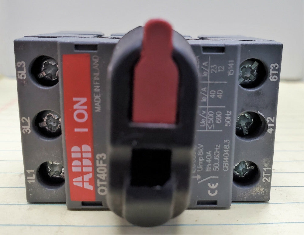 ABB OT40F3 Disconnect switch, Non-Fused, 40A, 3P, 690VAC, Front Operated [OF39] 