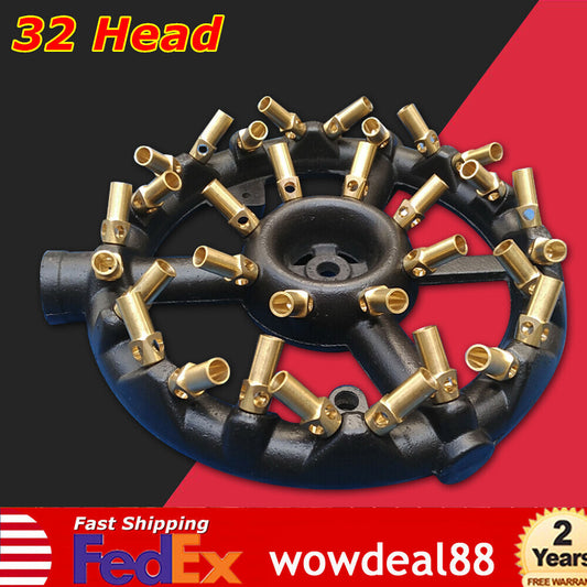 32 Head Jet Burner Natural Gas Cast Iron & Brass Wok Burner 6 Split Tubes