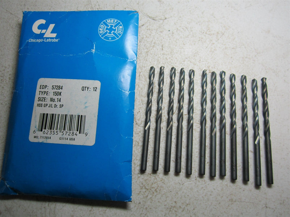 Chicago - Latrobe (57284) #14 118° High Speed Steel Jobber Drill - Pack of 12