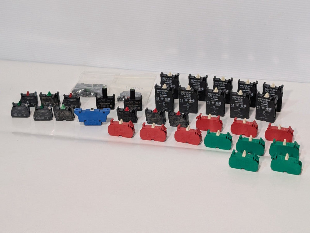 30+ Asstd Contact Blocks ABB MCB-10; A-B 800F-X01; Schneider ZBE-101; More