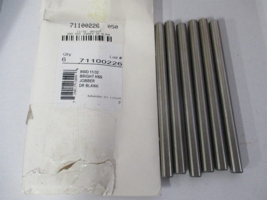 (950D 11/32) 11/32" x 4-3/4" OAL Bright Finish HSS Long Drill Blank - Qty 6