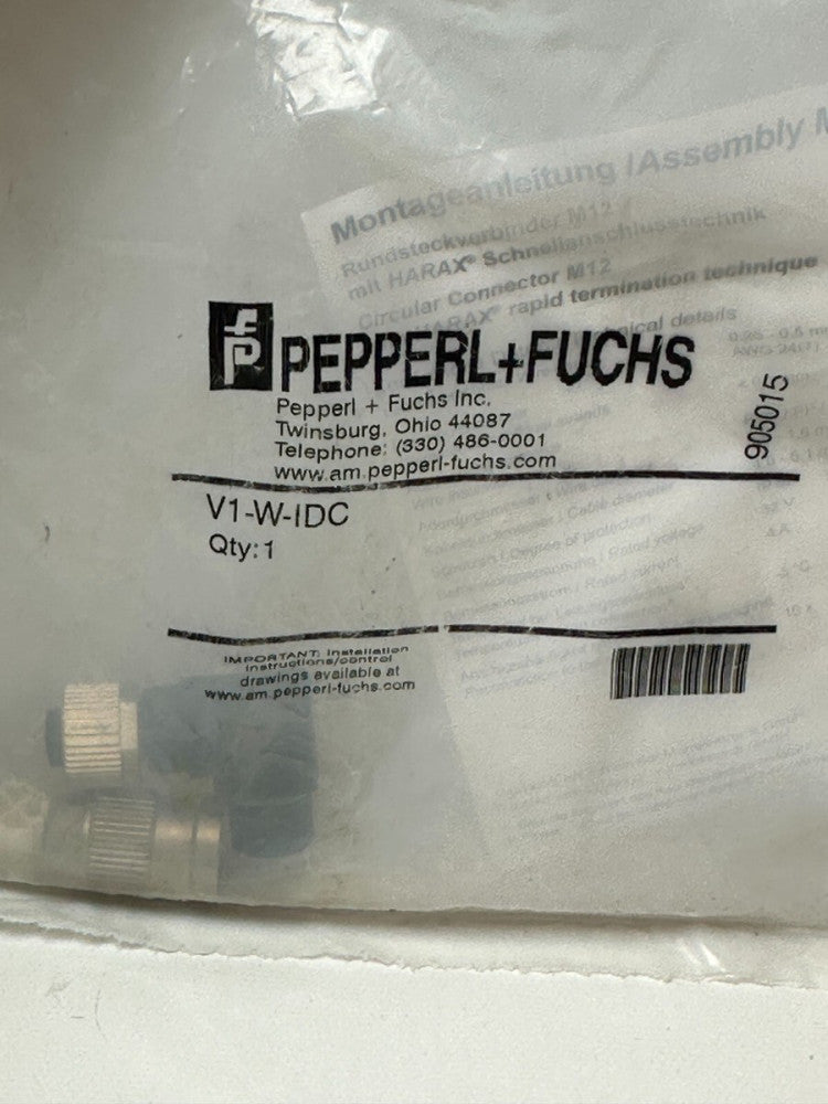 Pepperl & Fuchs V1-W-IDC (905015) Cable Connector 90° ftg - Sealed Factory Bag