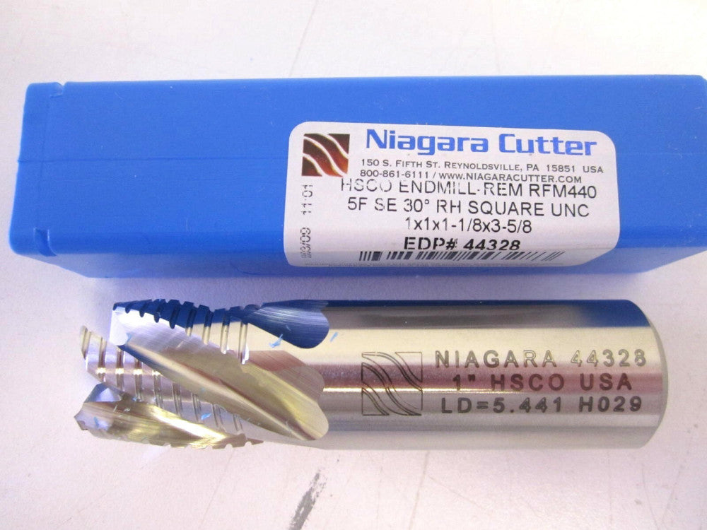 Niagara (44328) 1" HSCO 5F RH Square End Mill 1 x 1 x 1-1/8 x 3-5/8 USA