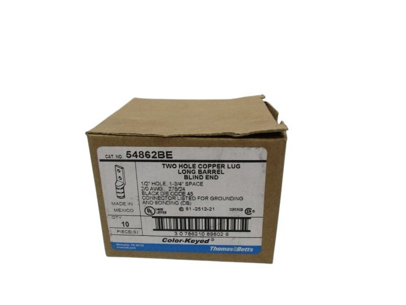 THOMAS & BETTS 54862BE TWO HOLE COPPER LUG (IN BOX)  NSNP