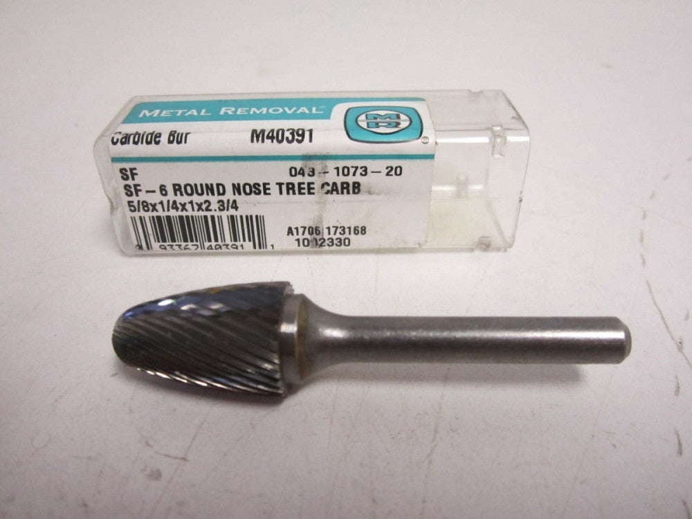 Metal Removal (M40391) SF-6 5/8" x 1" x 1/4" x 2-3/4" OAL Carbide Bur New