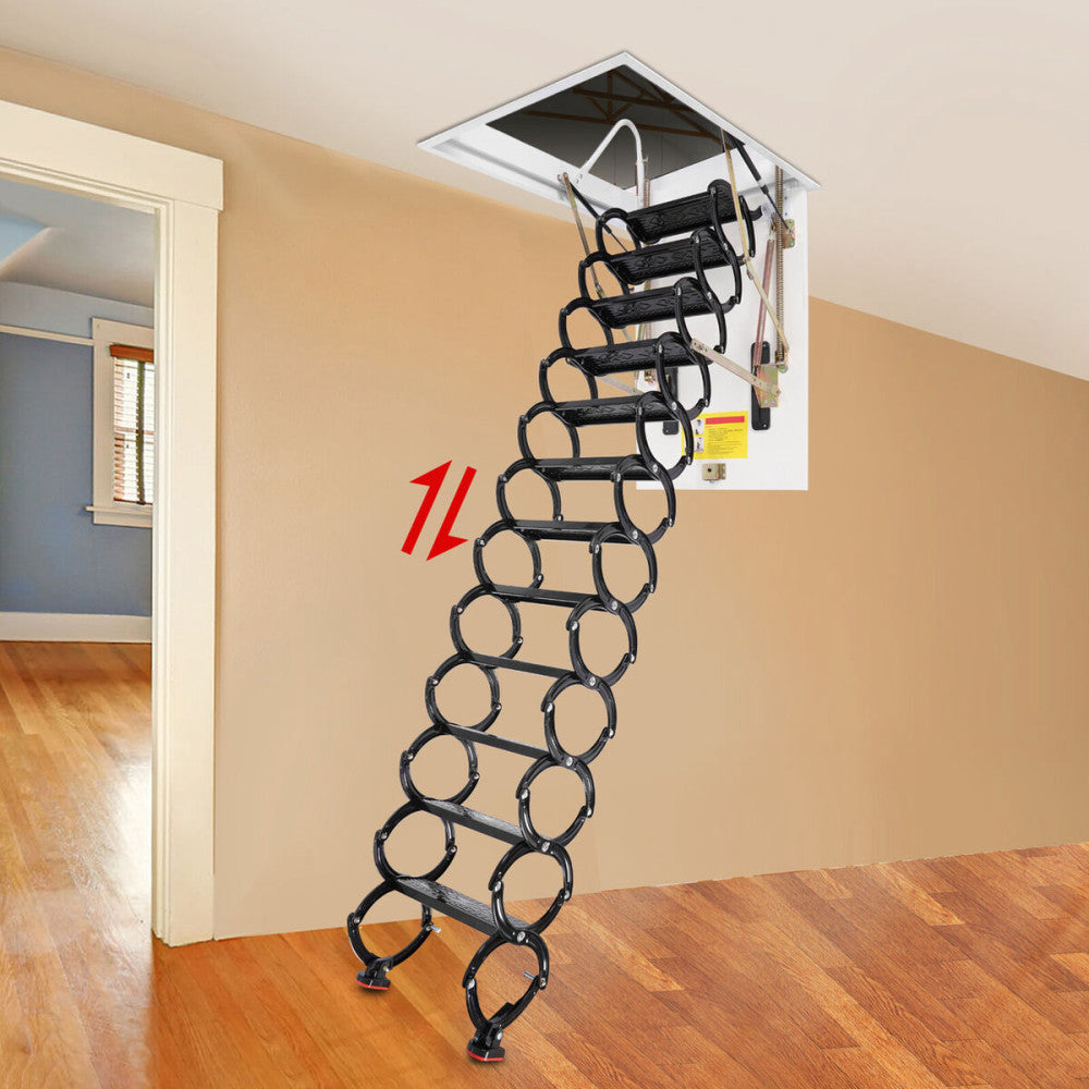 12 Step Folding Ladder Attic Ladder Step Ladder 11.48 ft 300kg/661.39 lbs