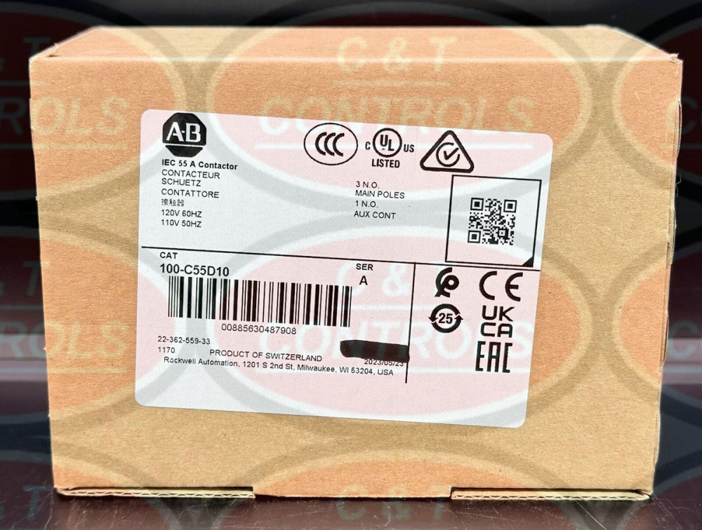 Allen Bradley 100-C55D10 3P 55A 120V IEC Contactor New In Box USA Stock