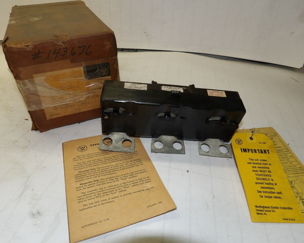 NEW WESTINGHOUSE TYPE-KL 250A 3-POLE TRIP UNIT FOR AB "DE-ION"BREAKERS HKL3250T