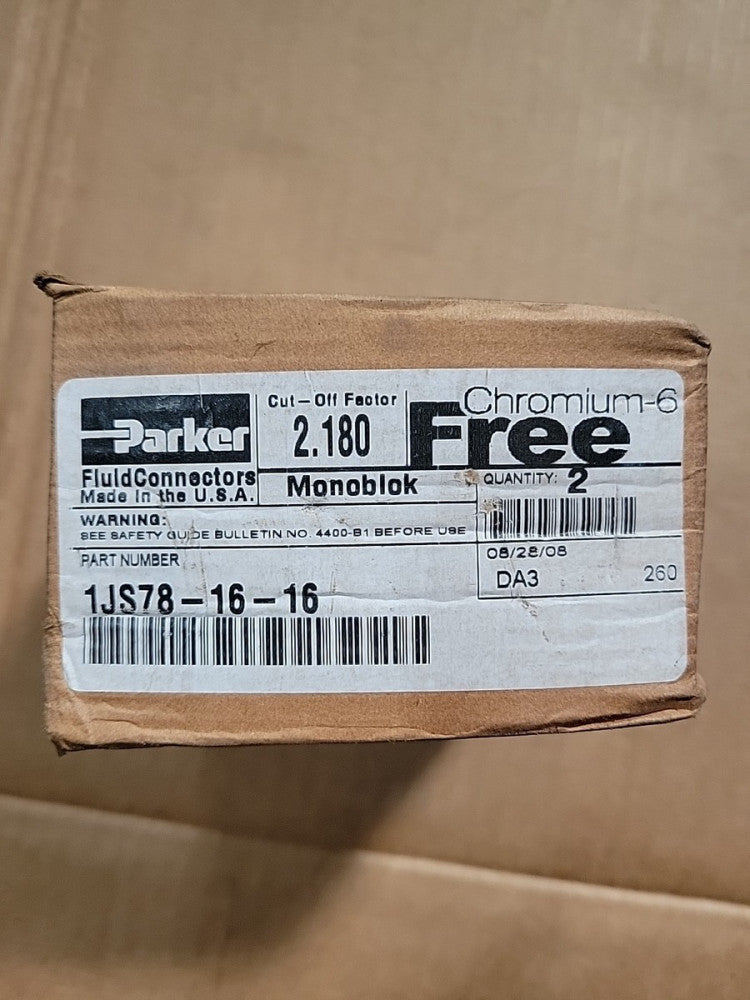 Parker 1JS78-16-16 Crimp Style Hydraulic Hose Fitting (Lot Of 2)