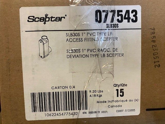 (Case of 15) IPEX 077543 Scepter® Type LB Conduit Body Plug-in 1
