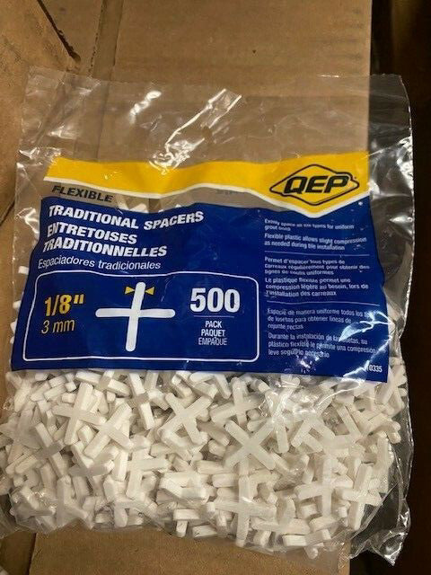 (7,000 Count) 14 bags of 500 pieces QEP 10335 Traditional  1/8" Tile Spacers 