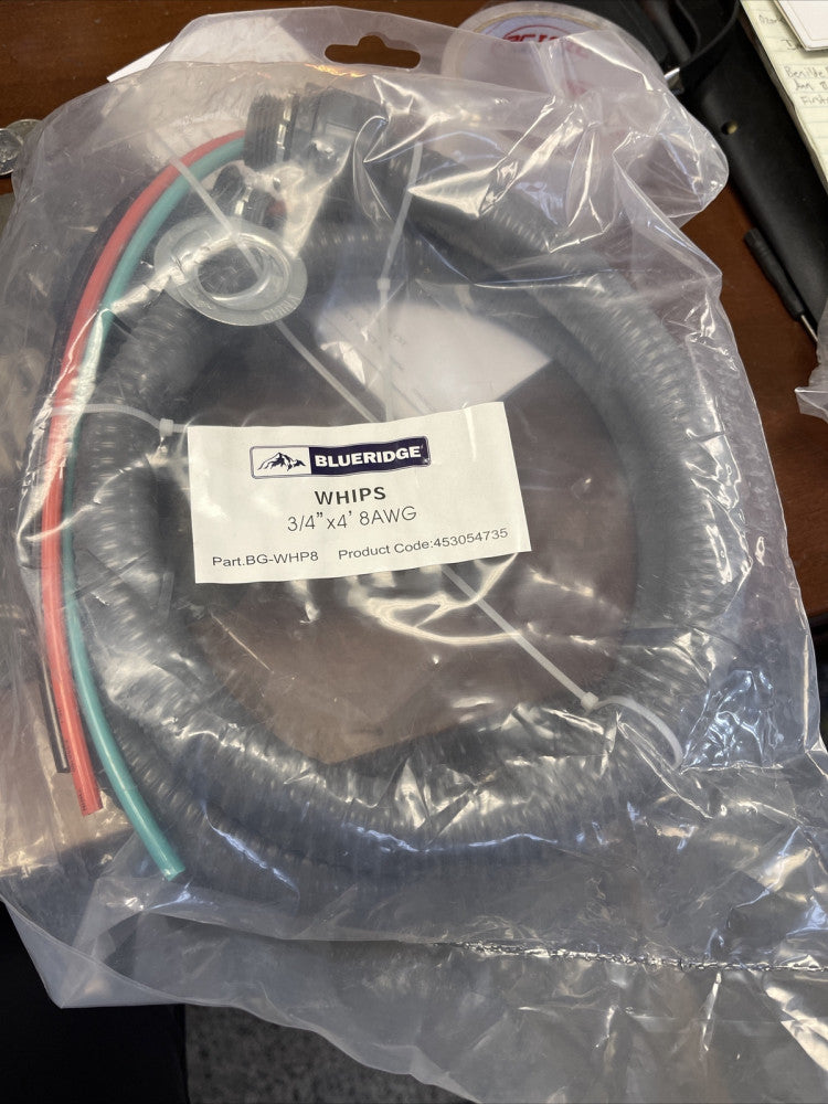Blueridge 3/4" x 4' 8 AWG, Liquidtight Flexible Conduit Heat Pump Whip Connector