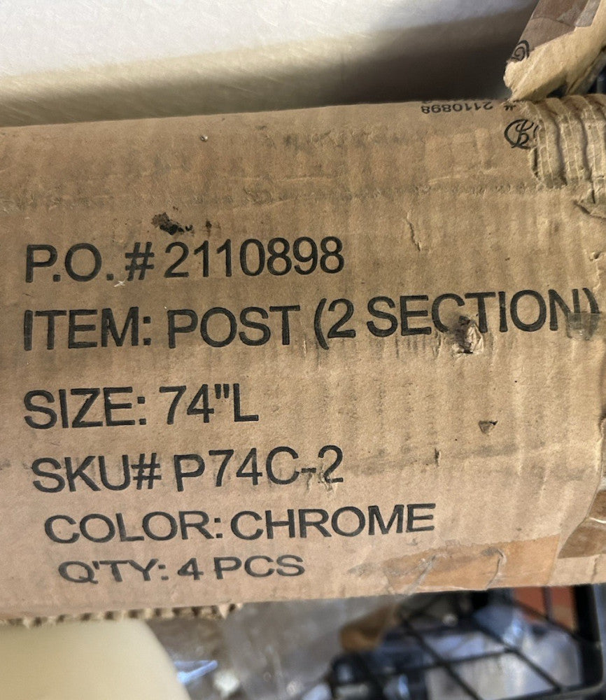 NEW 74C-2 CHROME POST (2 SECTION) 74" L,4 PCS