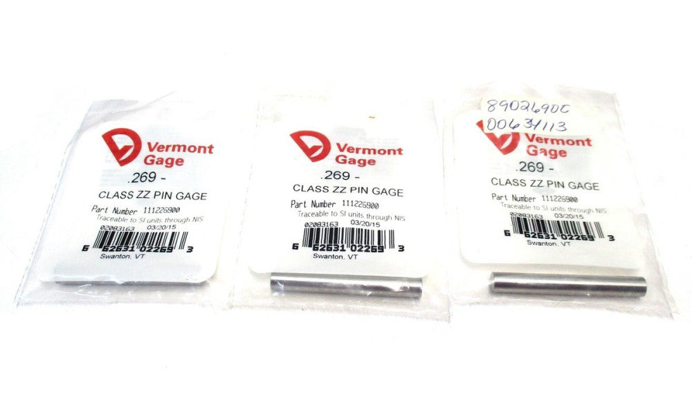 Vermont Gage (111226900) 0.269" Diam Class ZZ Minus Pin Gage - Lot of 3