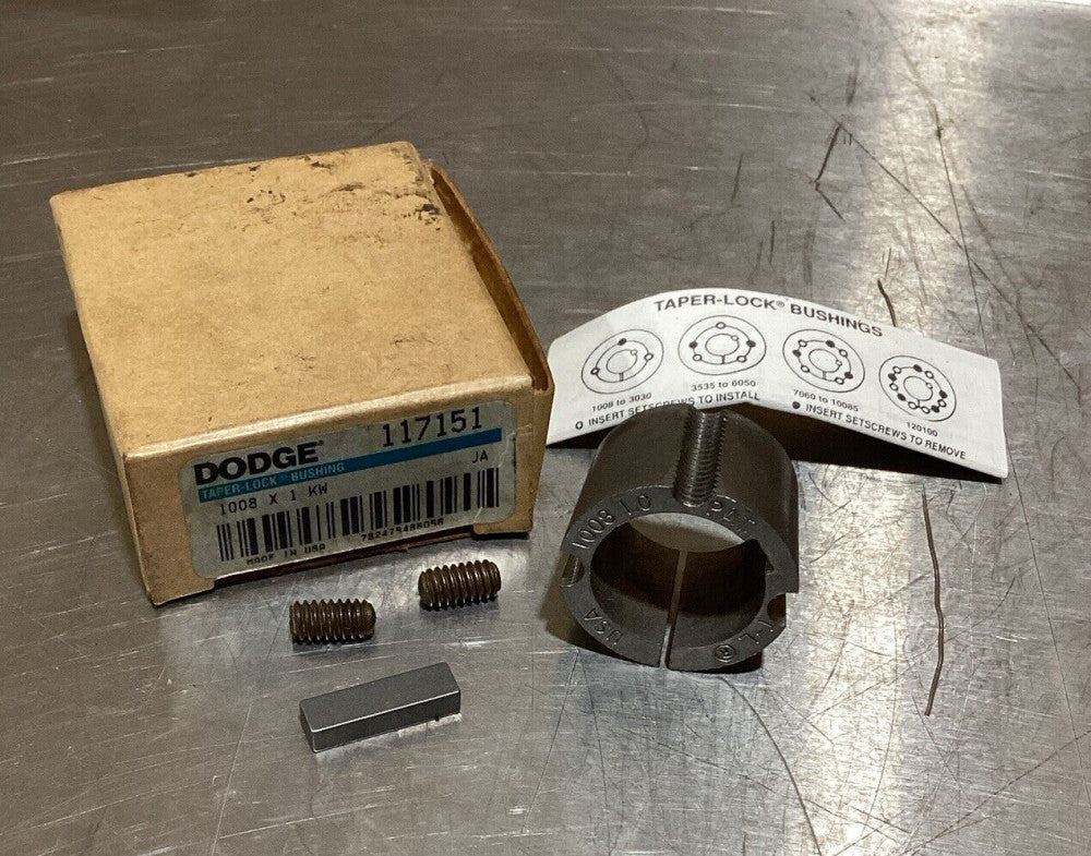 Dodge 1008 X 1 KW 117151 Taper Lock Bushing 1" Bore 1/4" x 1/8" Keyway