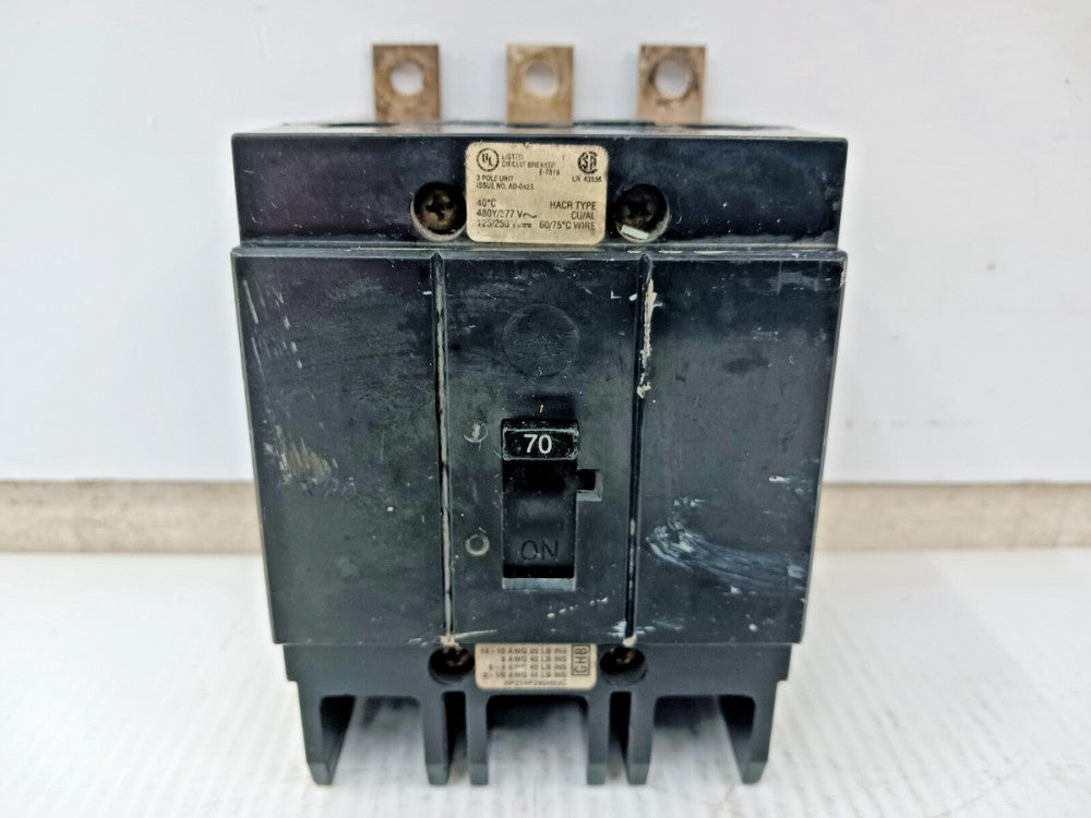 CUTLER HAMMER 70 AMP BOLT-ON CIRCUIT BREAKER 3 POLE 480Y/277 VAC GHB3070
