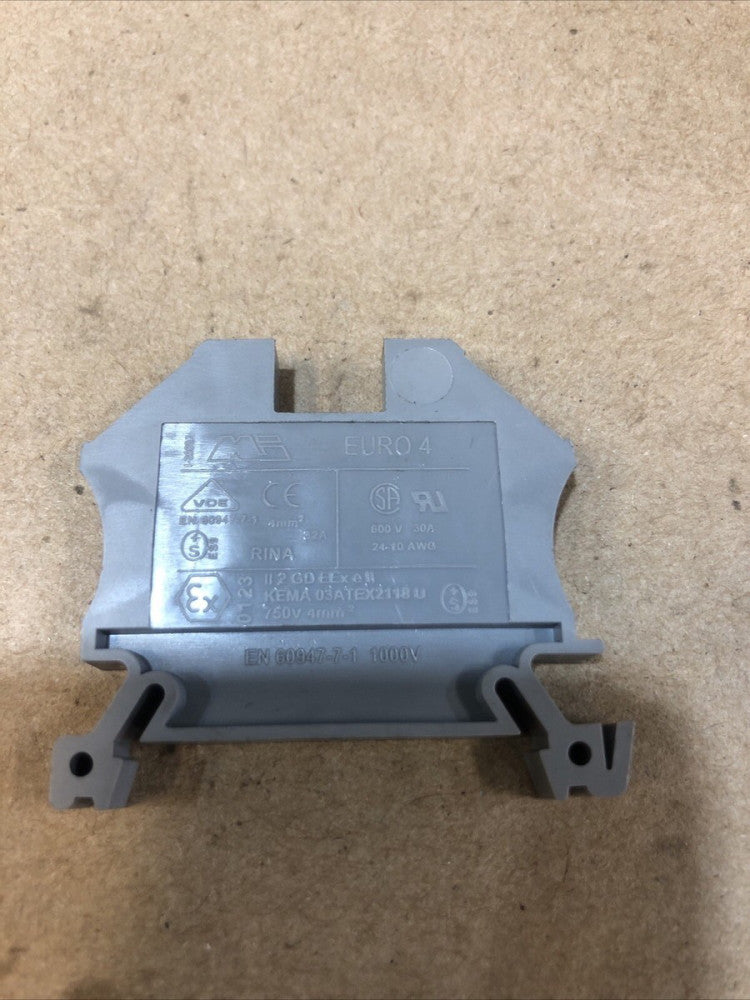MI EURO 4 Gray Terminal Block 600V 30Amp (LOT OF 13)