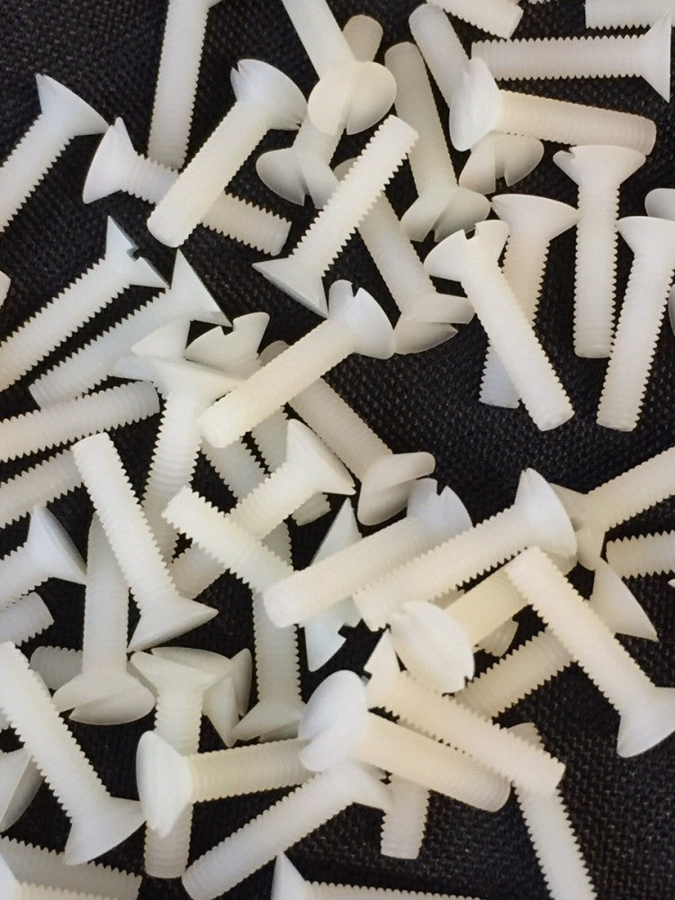 Lot of 100 Nylon Plastic Machine Screws M3.5-0.60mm Flat Head Slotted 16mm Long