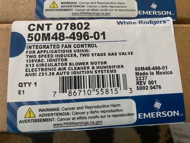 Emerson 50M48-496-01 Control Board CNT 07802 (NEW)