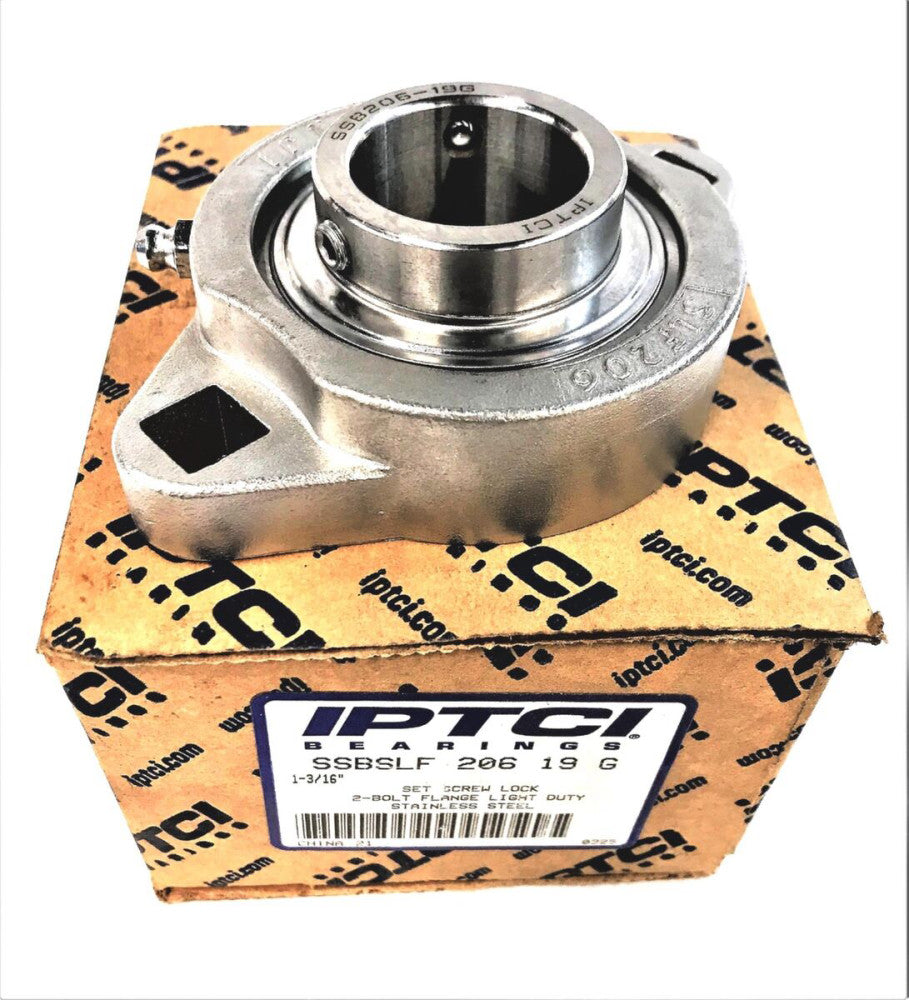 IPTCI BEARING 2 BOLT FLANGE UNIT STAINLESS STEEL SSBSLF206-19G NOS
