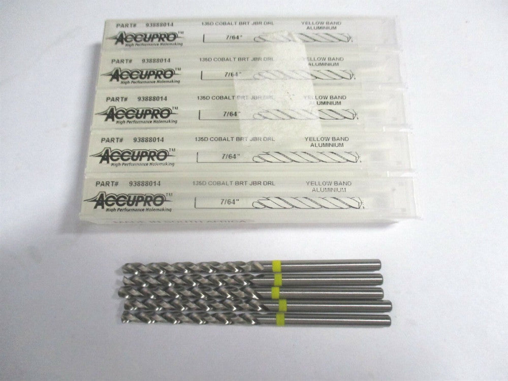 (1AQ0278-AC) 7/64" x 61mm 130° Vanadium HSS Straight Shank Jobber Drill - Qty 5 