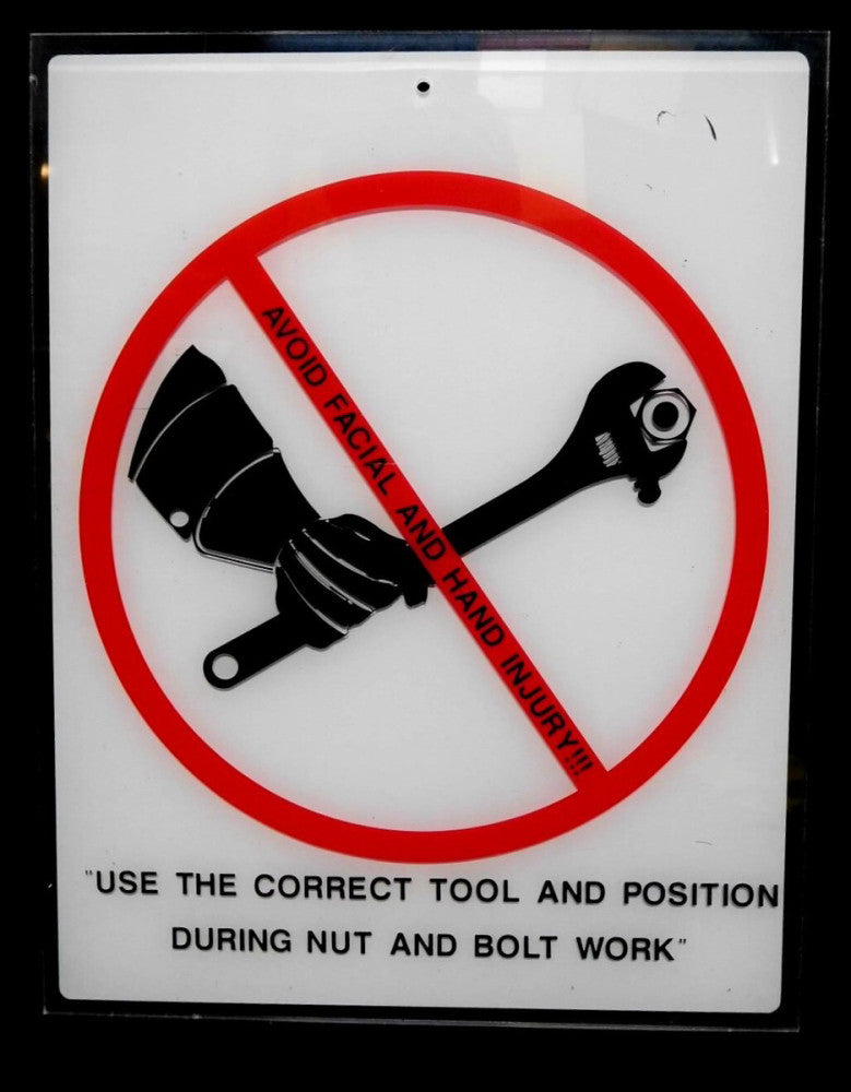 ( SIGN ) SAFETY SIGN ~ FACIAL & HAND INJURY ~ 14" x 11" ~ Plexiglass (NEW SIGN)