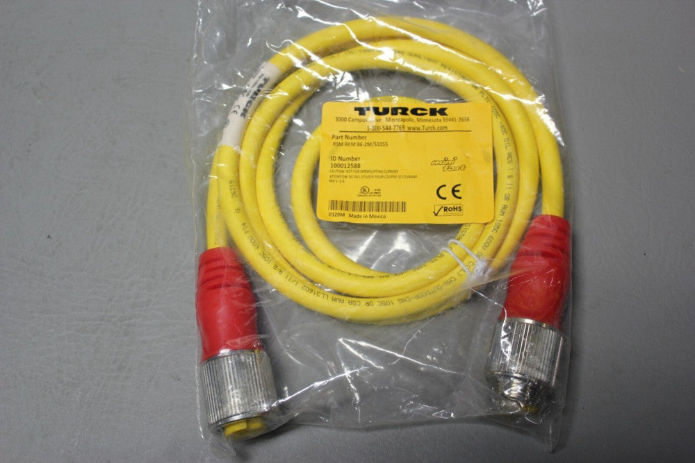 NEW TURCK CABLE ASSEMBLY 100012588 RSM RKM 86-2M/S1055