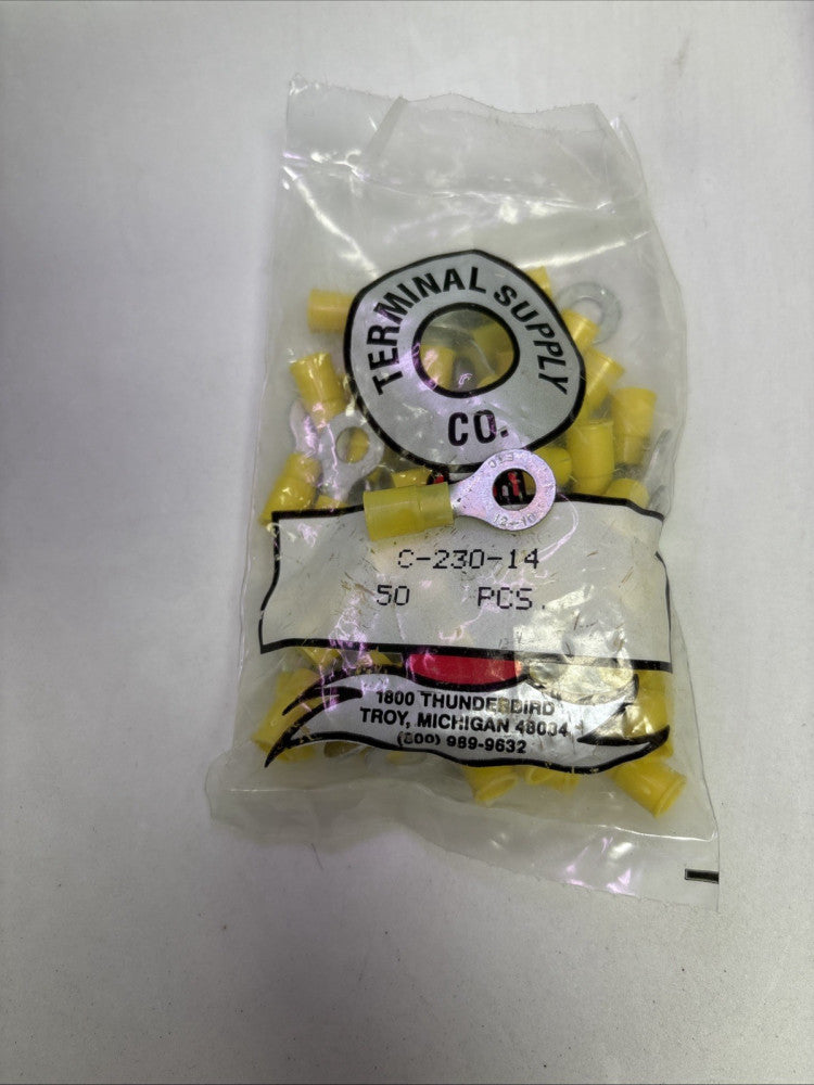 Terminal Supply C-230-14 Ring (50pcs) Yellow Insulated 12-14-1/4”