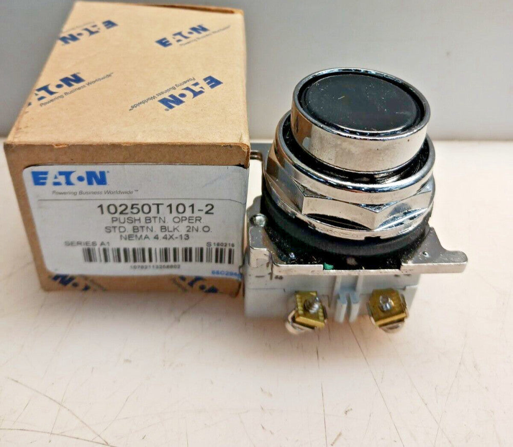 NEW EATON 10250T101-2 BLACK STD PUSH BUTTON OPERATOR 2 N.O. NEMA 4,4X-13
