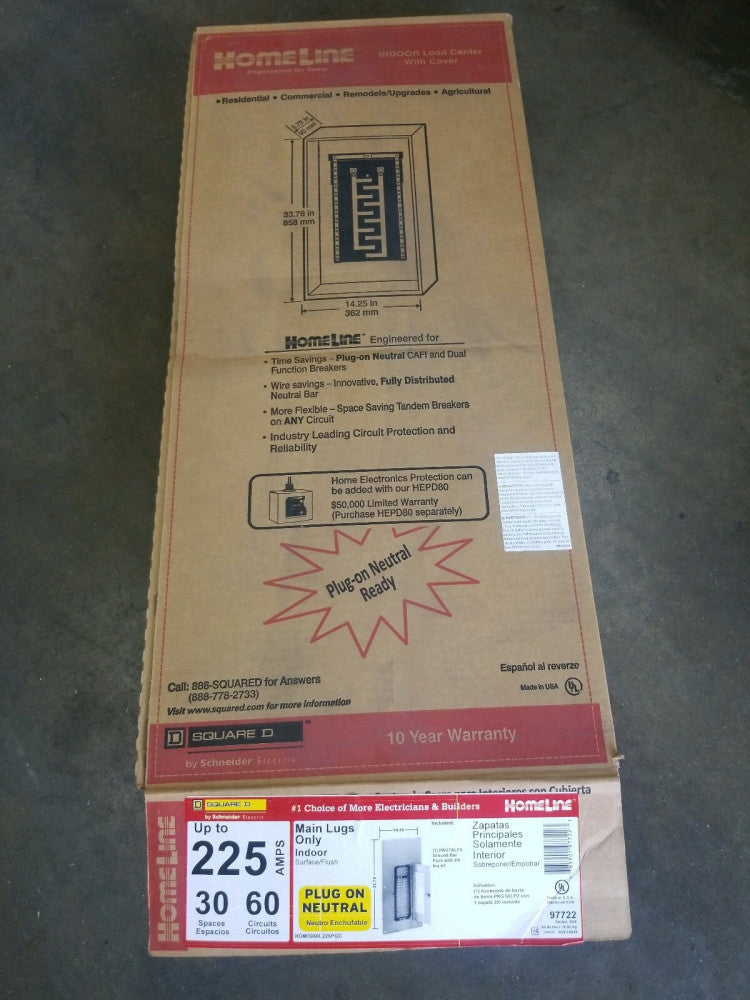 NEW NO COVER SCHNEIDER ELECTRIC HOM3060L225PGC 