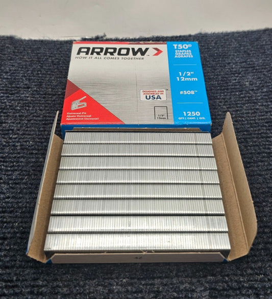 ( QTY 3750 ) Arrow 508: Heavy Duty T50 1/2-Inch Staples 12mm