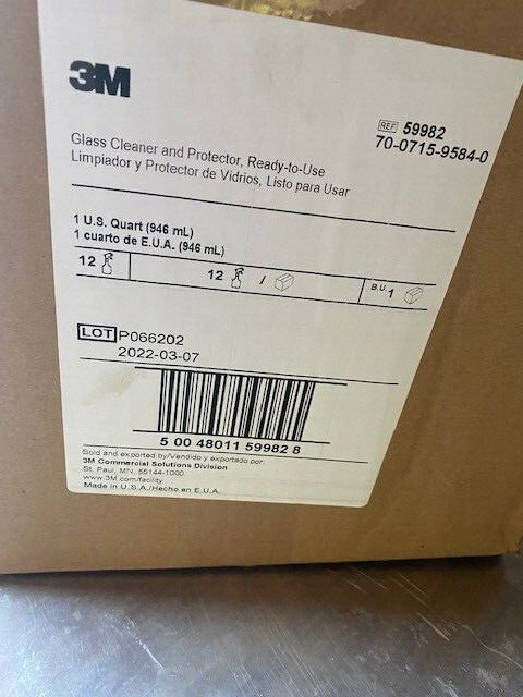 (Case of 12) 3M 59982 Liquid Glass Cleaner & Protector, 1 Qt each