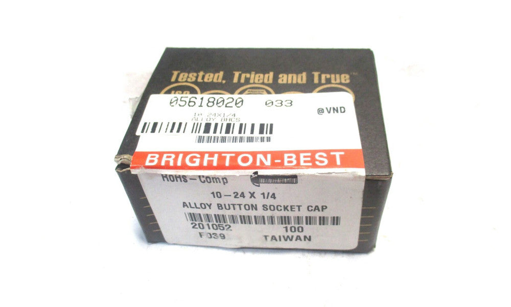 Brighton (201052) #10-24 UNC 1/4" OAL 1/8" Hex Button Cap Screw - Lot of 100