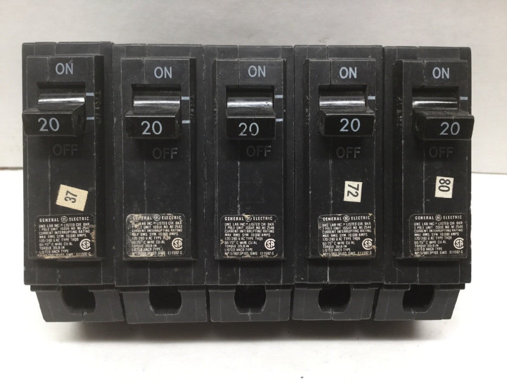 GE 20 AMP Single Pole Circuit Breaker NP1578013P103 (Lot of 5)