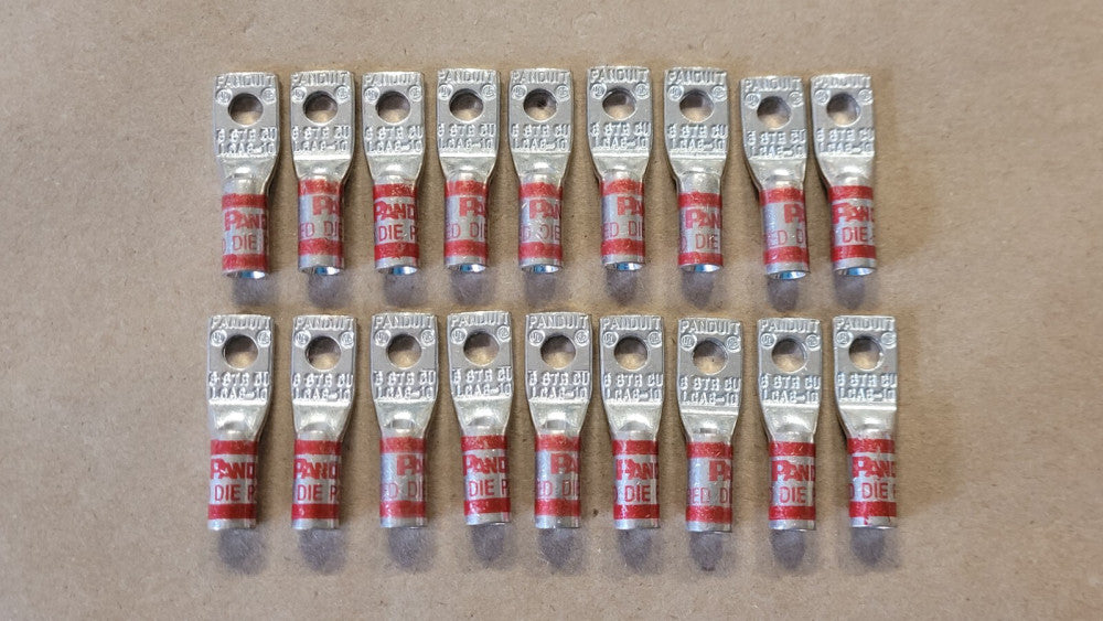 Lot of 18 Panduit LCA8-10-L Lug Crimp Connectors Red Die P21 #10 Stud 8AWG Wire